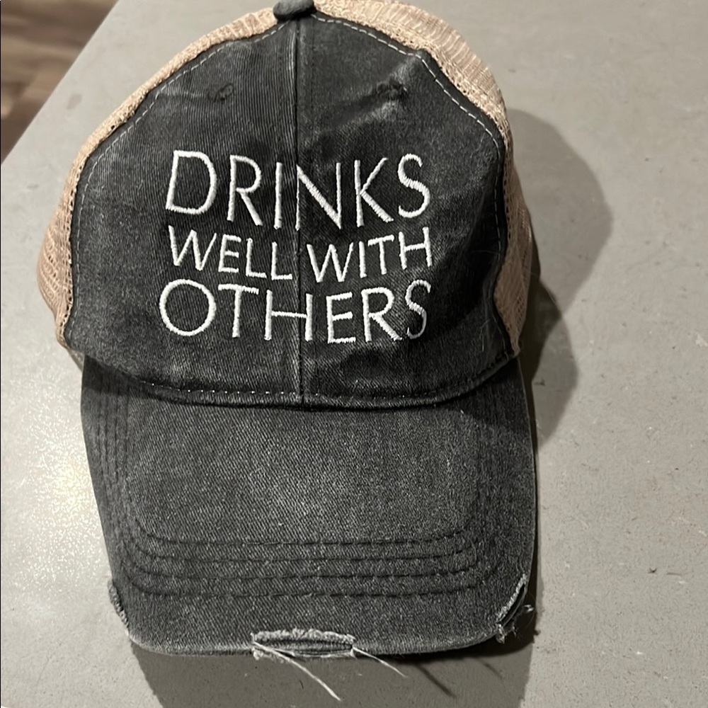 Drinks Well With Others distressed hat